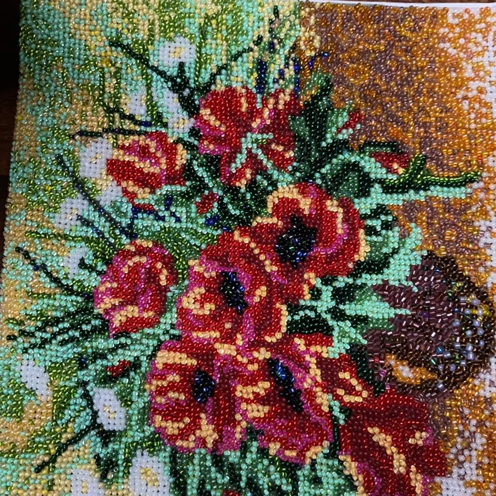 Multi Colour Hand Embroidered Beaded painting - Picture 2 of 5